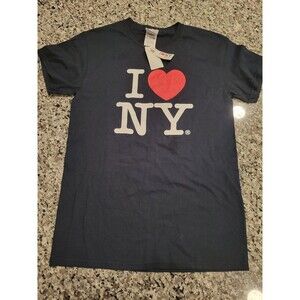 I Love NY T-Shirt Mens S Navy I Heart NY Classic Logo 100% Cotton Small Souvenir